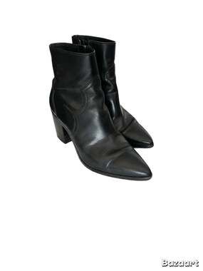 Frye Women's Black Leather Sacha Moto Shootie Pointed Toe Ankle Boots